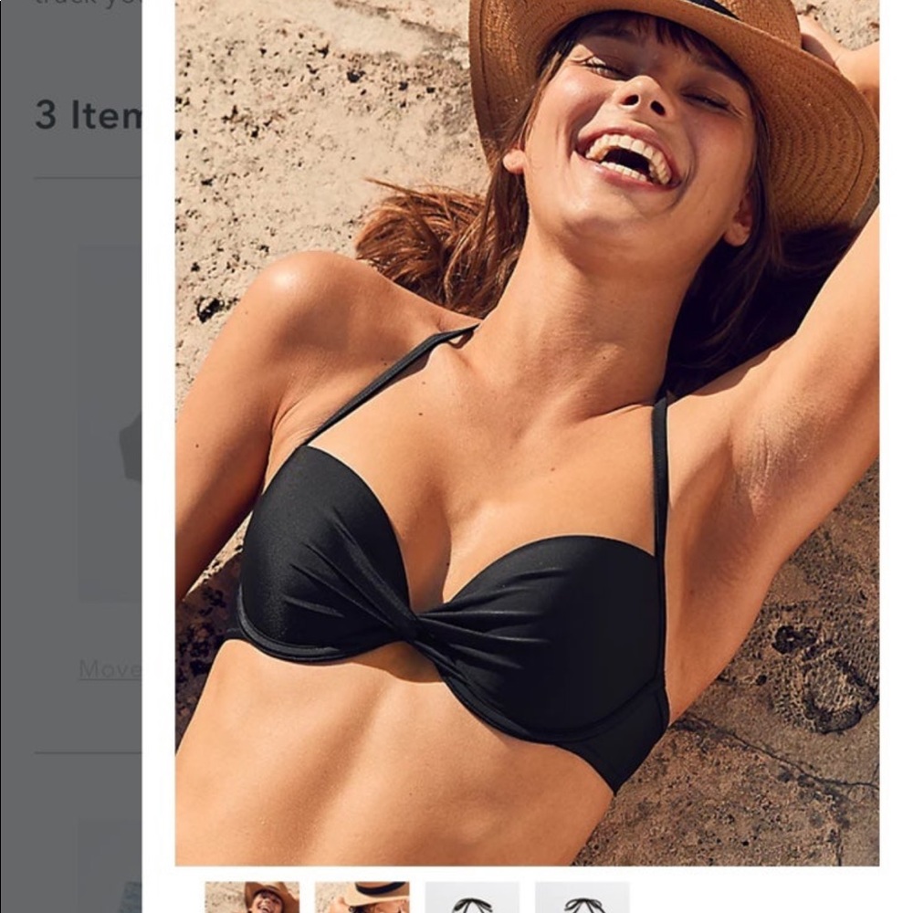 NWT AERIE push up bikini top 36A black with underwire